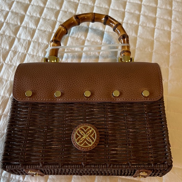 NWT Lilly Pulitzer Maura Wicker Top Handle Bag - Brown - Picture 9 of 11